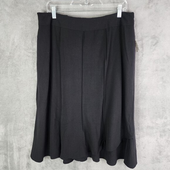 Woman Black Cato A-Line Skirt Elastic Waistband Zipper Closure Size 14/16W - Picture 2 of 12